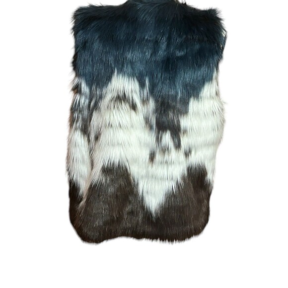 DOR DOR COUTURE Brown/Black/White/ Gray Faux Fur Lined Vest - Size Medium - Picture 2 of 3